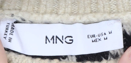 MNG Women's Black Animal Print Pullover Jumper M