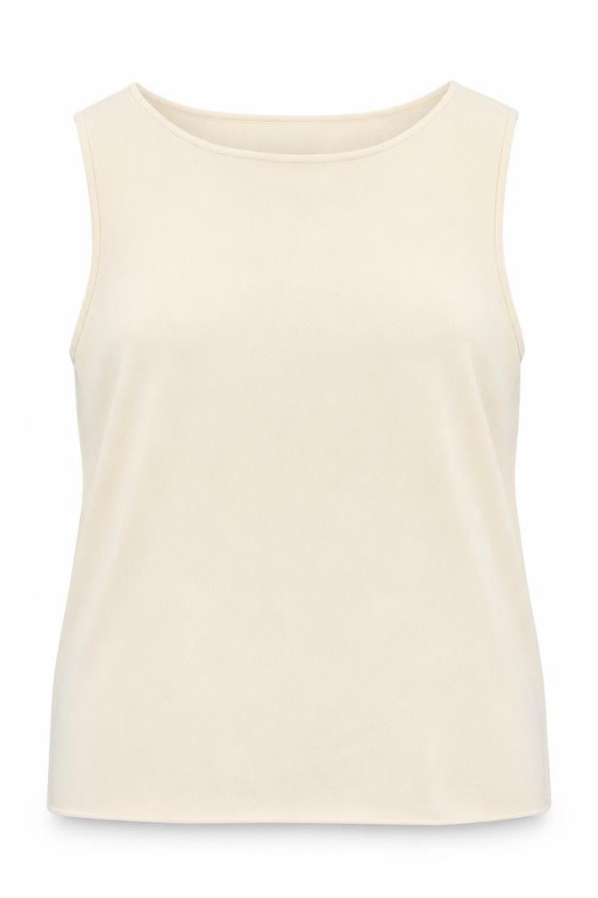 Chico's Women's Ivory Sleeveless Boat Neck Jumper Size 16