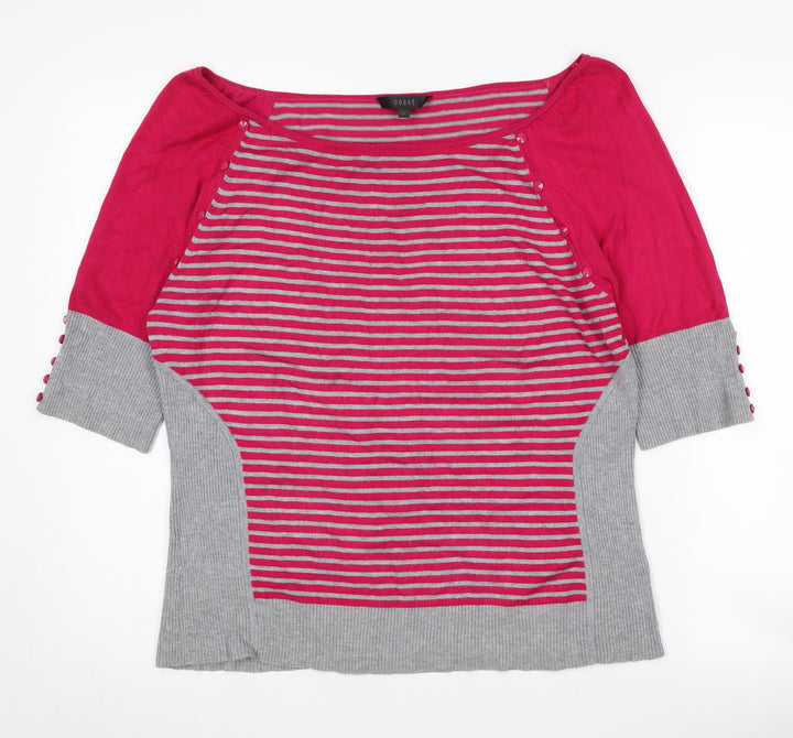 Coast Women's Multicoloured Striped Boat Neck Pullover Jumper