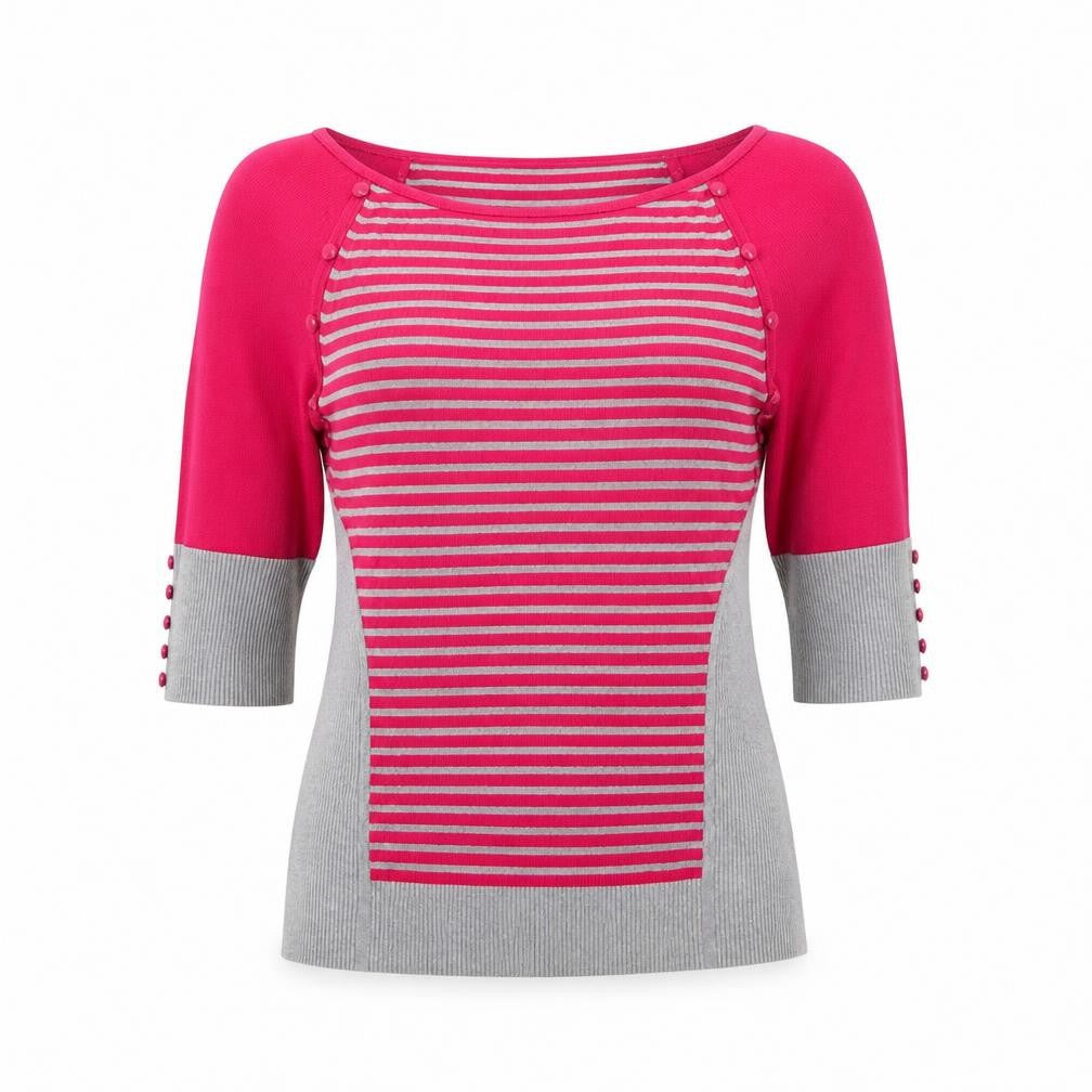 Front view of Coast Women's Multicoloured Striped Boat Neck jumper