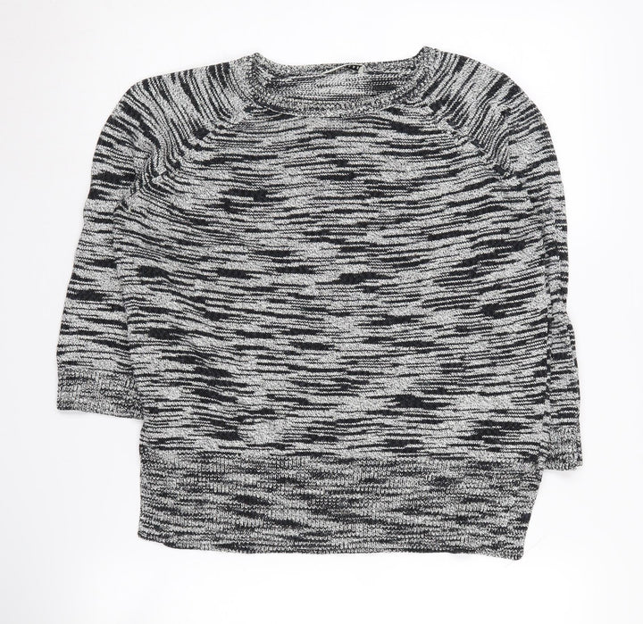 Whistles Women's Black & Grey Crew Neck Jumper Size 12