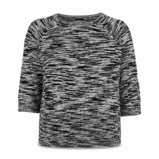Front view of Whistles Women's Black & Grey Crew Neck Jumper, size 12