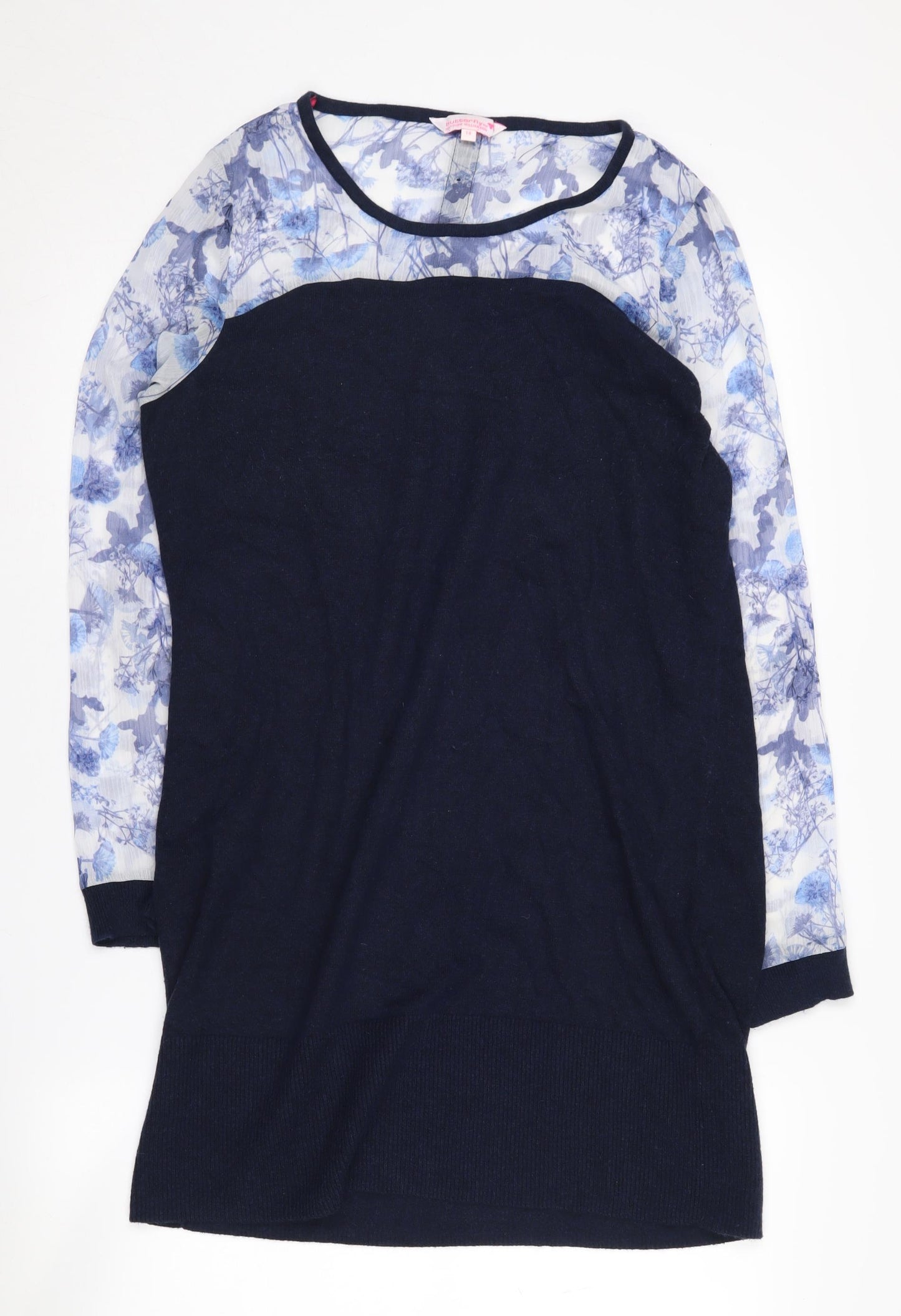 Butterfly by Matthew Williamson Women's Blue Floral Shift Dress