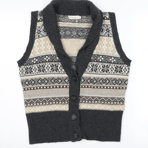 Jackpot Women's Grey Fair Isle Vest XL