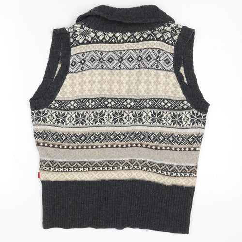 Jackpot Women's Grey Fair Isle Vest XL