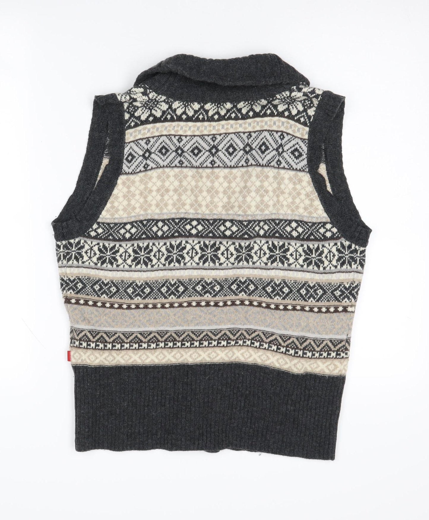 Jackpot Women's Grey Fair Isle Vest XL