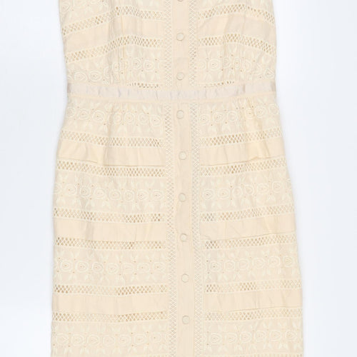 Monsoon Women's Beige Cotton Sleeveless Dress Size 10