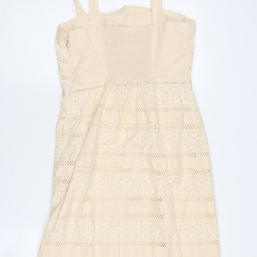 Monsoon Women's Beige Cotton Sleeveless Dress Size 10