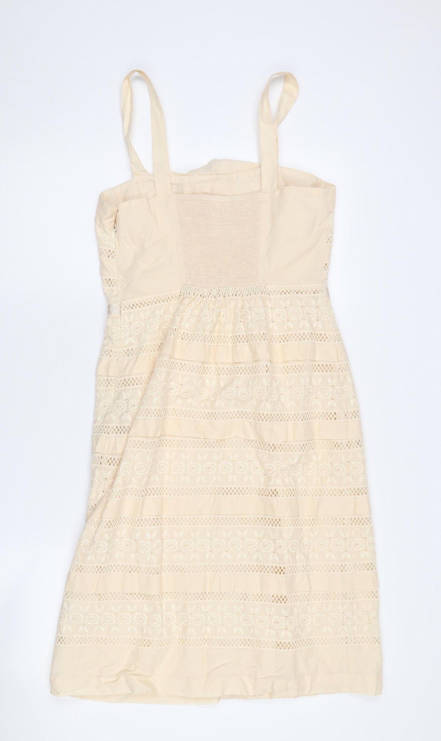 Monsoon Women's Beige Cotton Sleeveless Dress Size 10