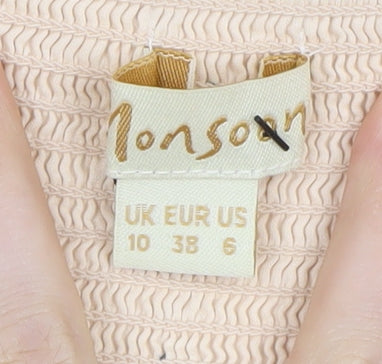 Monsoon Women's Beige Cotton Sleeveless Dress Size 10