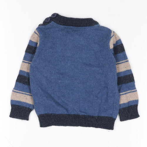 Monsoon Unisex Blue Animal Jumper 6-9 Months, Cotton Wool Blend
