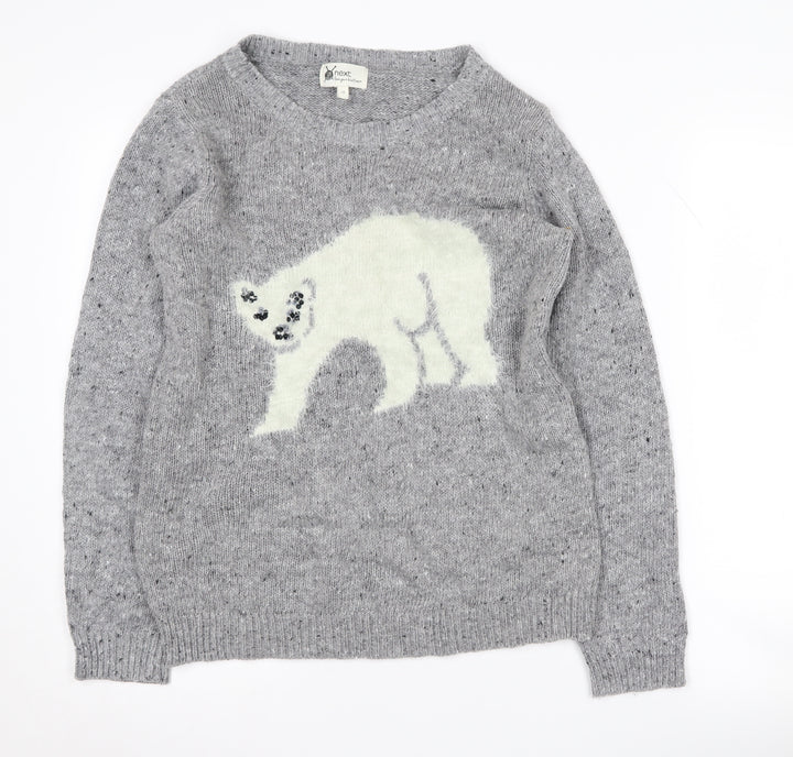 Next Women's Grey Animal Knit Pullover Jumper Size 10
