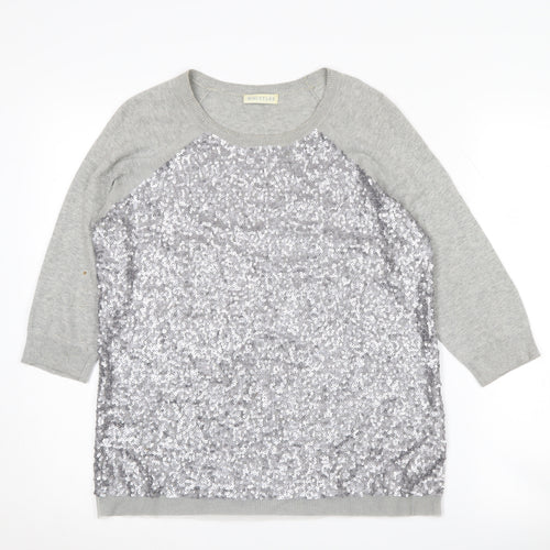 Whistles Women's Grey Sequin Pullover Jumper Size 2