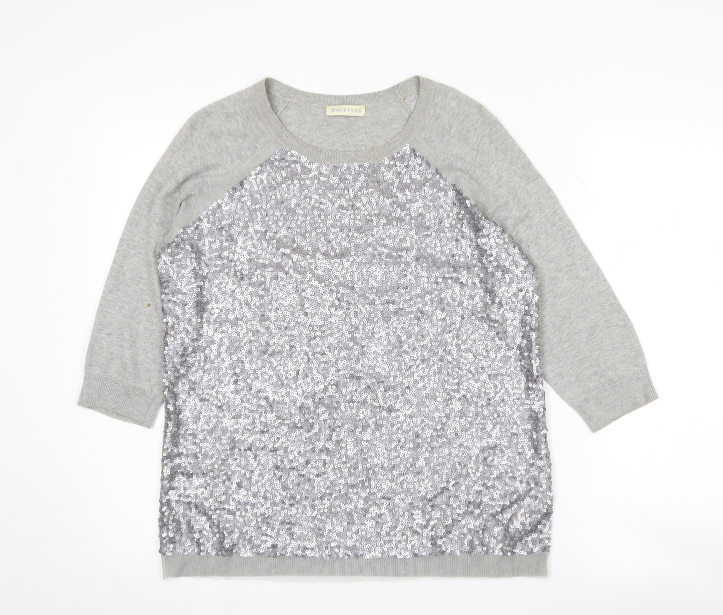 Whistles Women's Grey Sequin Pullover Jumper Size 2