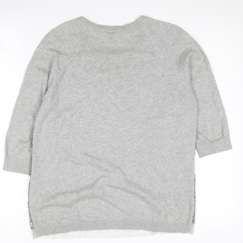 Whistles Women's Grey Sequin Pullover Jumper Size 2