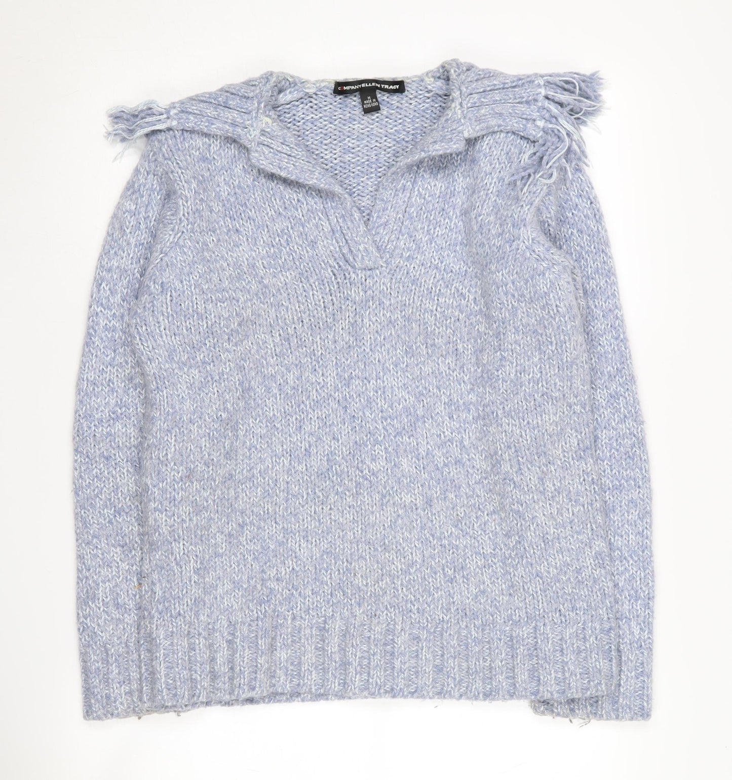 Ellen Tracy Women's Blue Medium Chunky-Knit Jumper