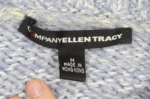 Ellen Tracy Women's Blue Medium Chunky-Knit Jumper