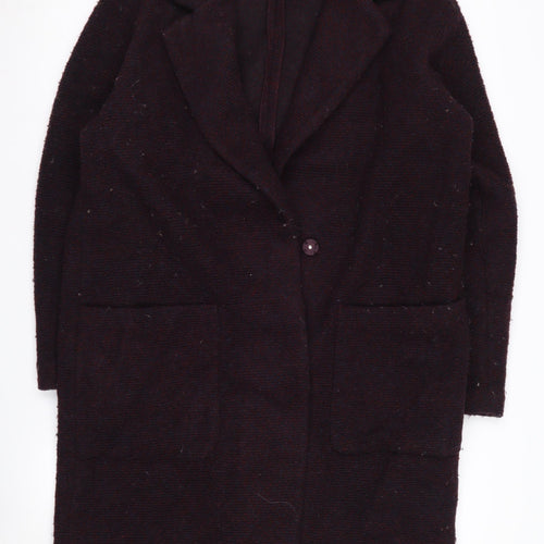 H&M Women's Purple Long Wool Overcoat, Size S, Casual Style