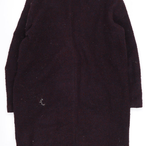 H&M Women's Purple Long Wool Overcoat, Size S, Casual Style