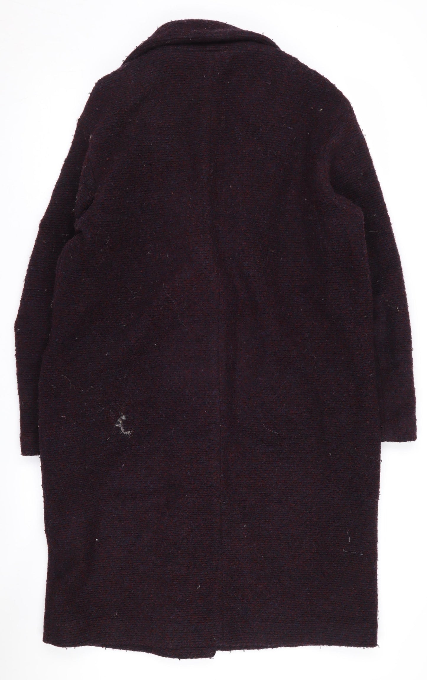 H&M Women's Purple Long Wool Overcoat, Size S, Casual Style