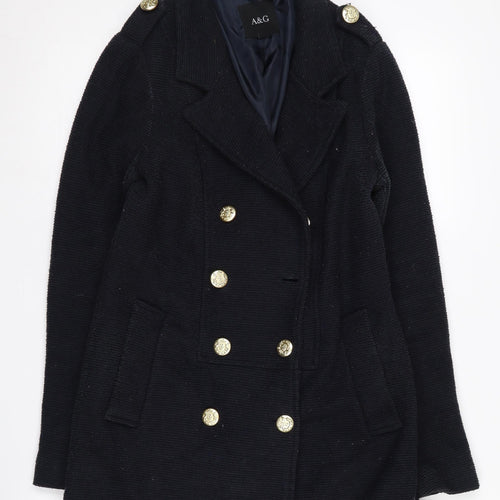 A&G Women's Black Wool Blend Pea Coat Size S