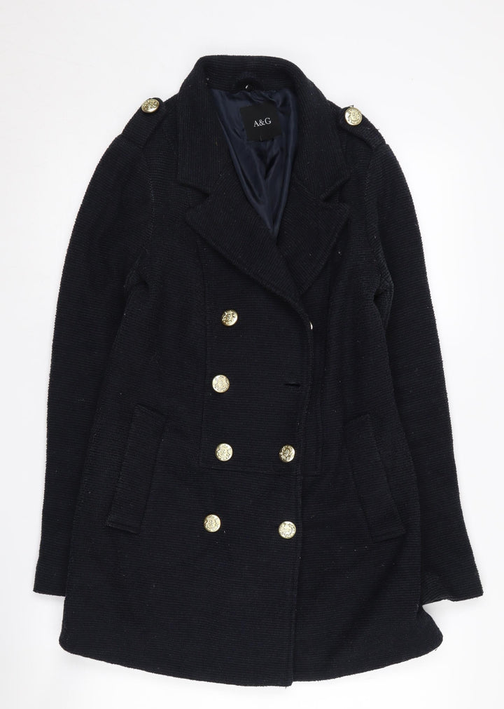 A&G Women's Black Wool Blend Pea Coat Size S