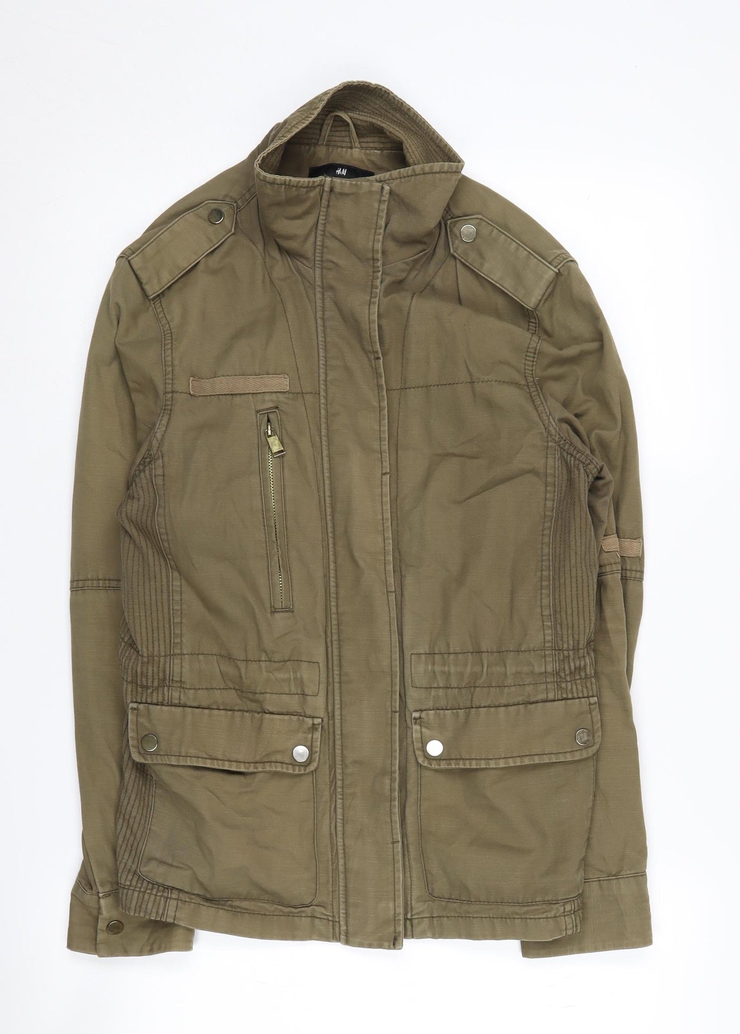 H&M Women's Green Military Jacket Size 10 Casual