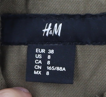 H&M Women's Green Military Jacket Size 10 Casual