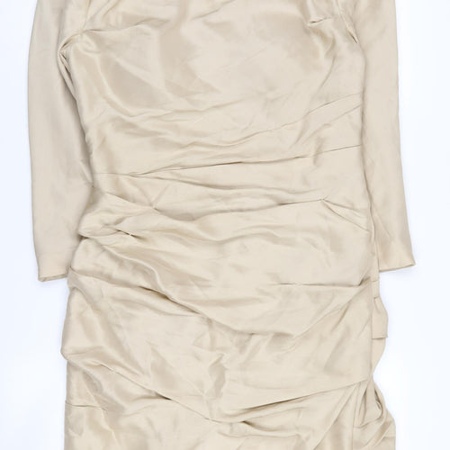 Irresistible Women Beige Silk Dress Size 14