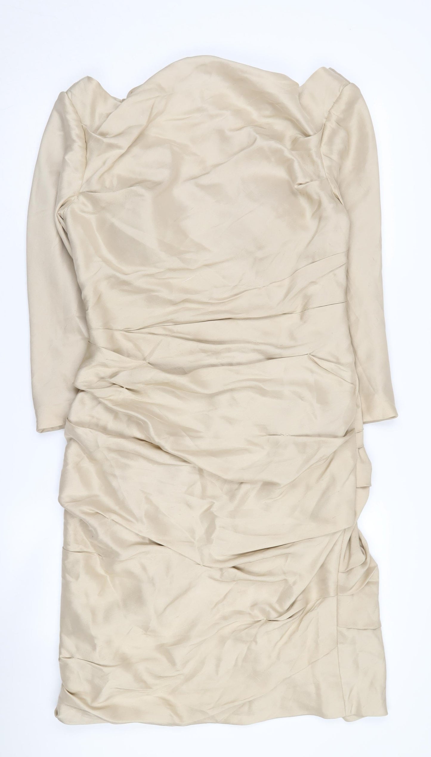 Irresistible Women Beige Silk Dress Size 14