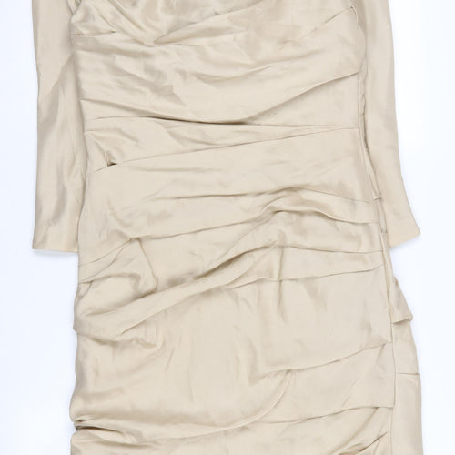 Irresistible Women Beige Silk Dress Size 14
