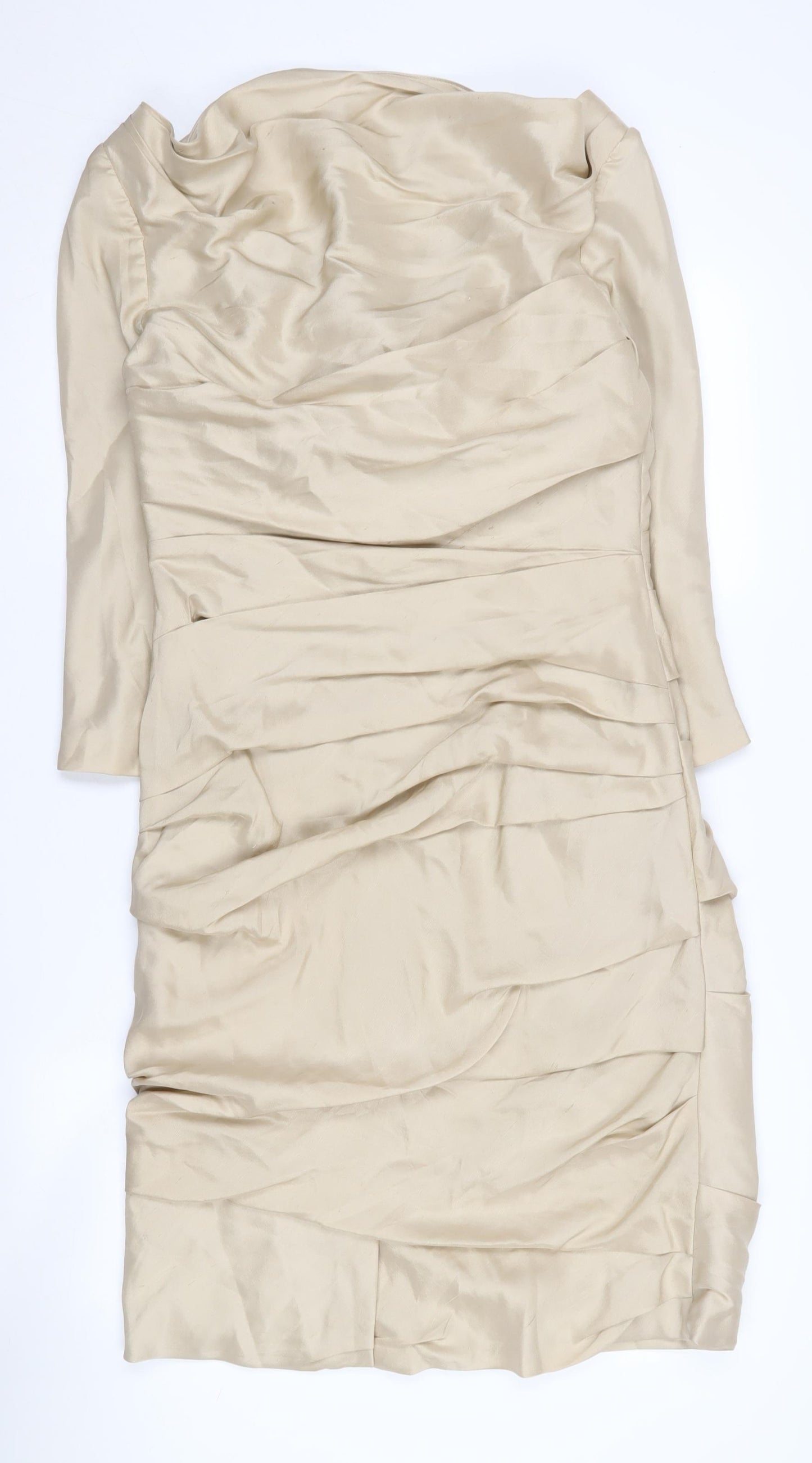 Irresistible Women Beige Silk Dress Size 14