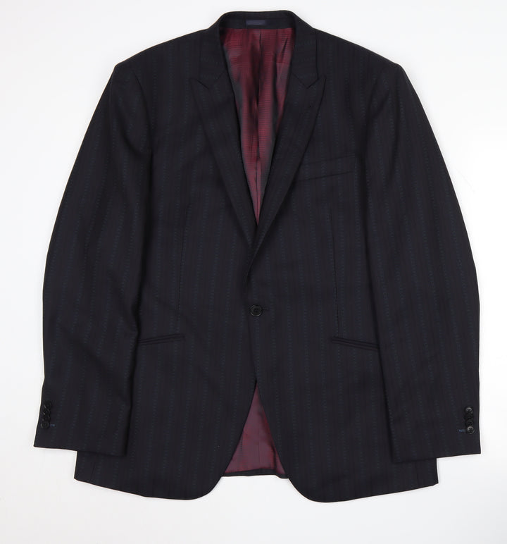 Next Men's Blue Striped Blazer, Size 44R, Formal