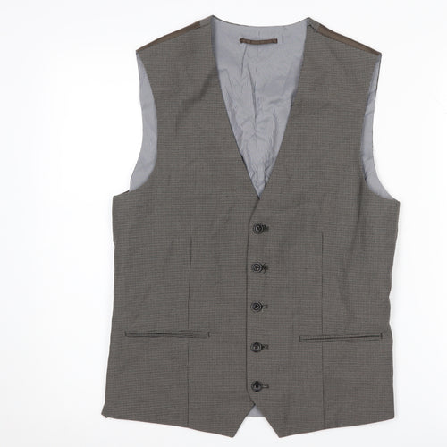 Next Men's Brown Waistcoat 38 Check Regular Fit