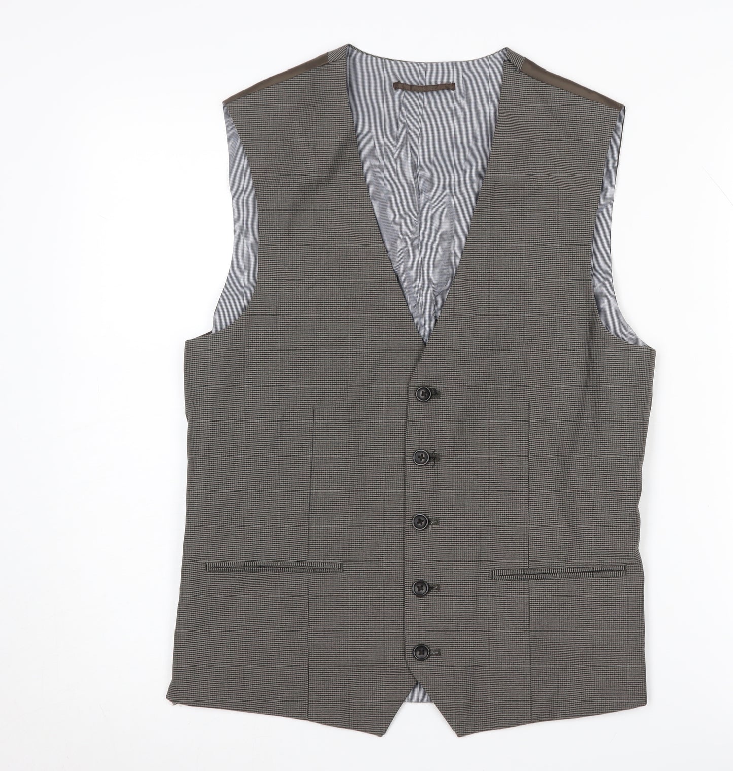 Next Men's Brown Waistcoat 38 Check Regular Fit