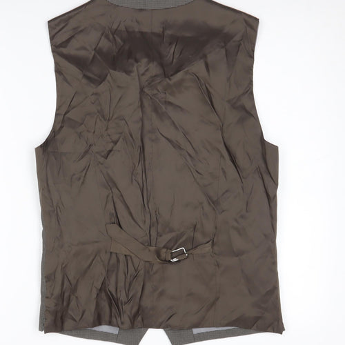 Next Men's Brown Waistcoat 38 Check Regular Fit