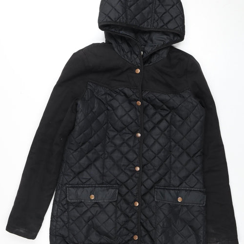 Vero Moda Women's Black Quilted Hooded Jacket S
