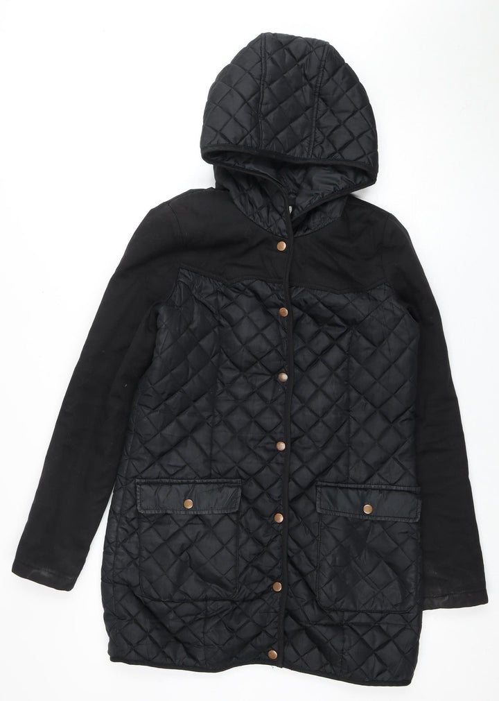 Vero Moda Women's Black Quilted Hooded Jacket S