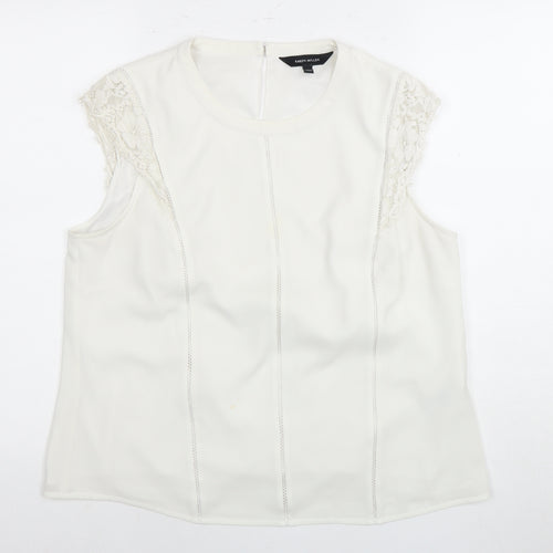 Karen Millen Women's White Lace Sleeve Blouse Size 14