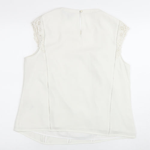 Karen Millen Women's White Lace Sleeve Blouse Size 14