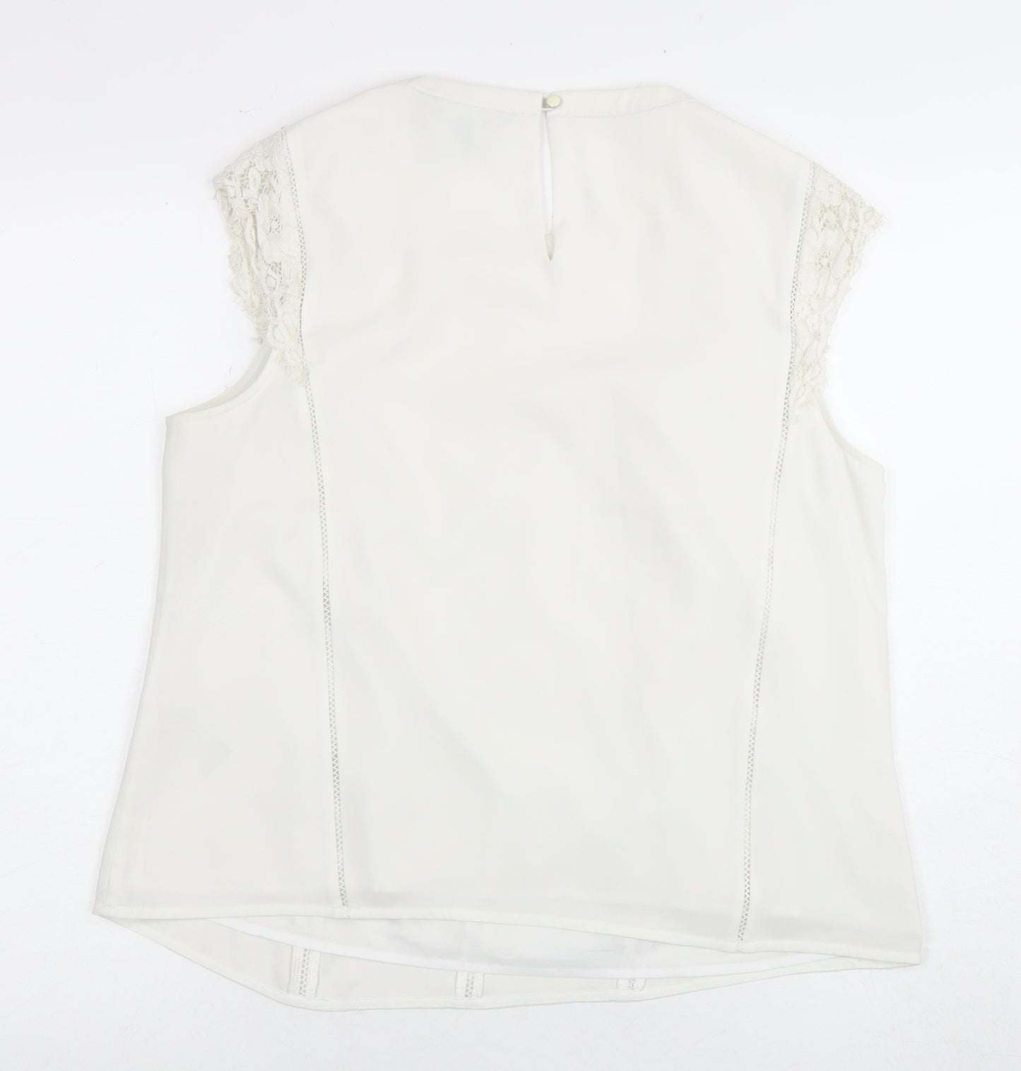 Karen Millen Women's White Lace Sleeve Blouse Size 14