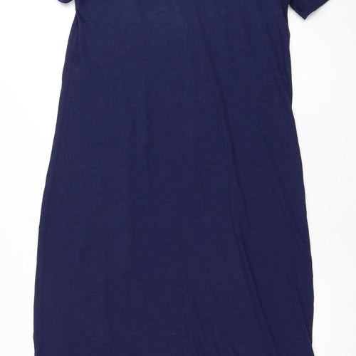 White Stuff Women's Blue Short Sleeve Dress, Size 14, Embroidered