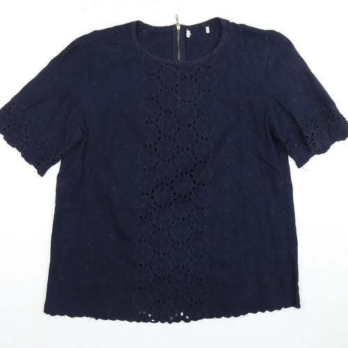 Whistles Women's Blue Short Sleeve Top UK 10