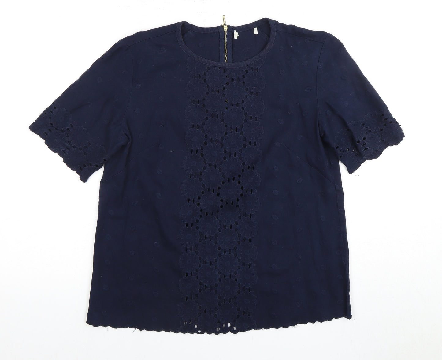 Whistles Women's Blue Short Sleeve Top UK 10