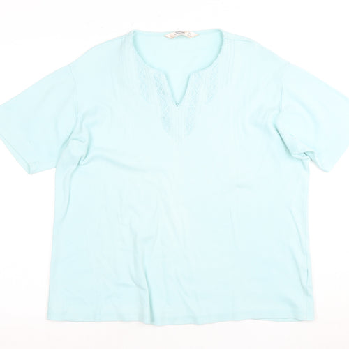 Millburn Women's Blue V-Neck Cotton T-Shirt, Size 22