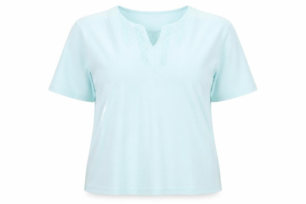 Front view of Millburn Women's Blue V-Neck Cotton T-Shirt, size 22