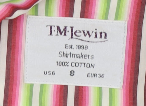 TM Lewin Women's Striped Button-Up Shirt Multicoloured Size 8