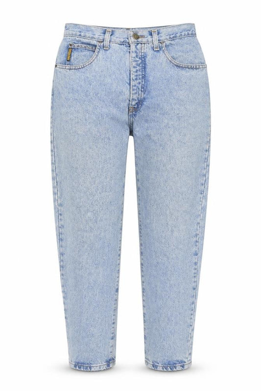 Front view of SiminT Women's Blue Mom Jeans, size M, Vintage Denim
