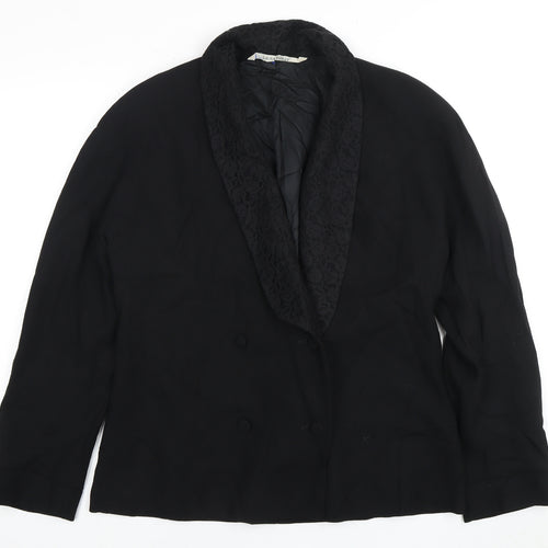 Laura Ashley Women's Black Wool Tuxedo Blazer Size 14