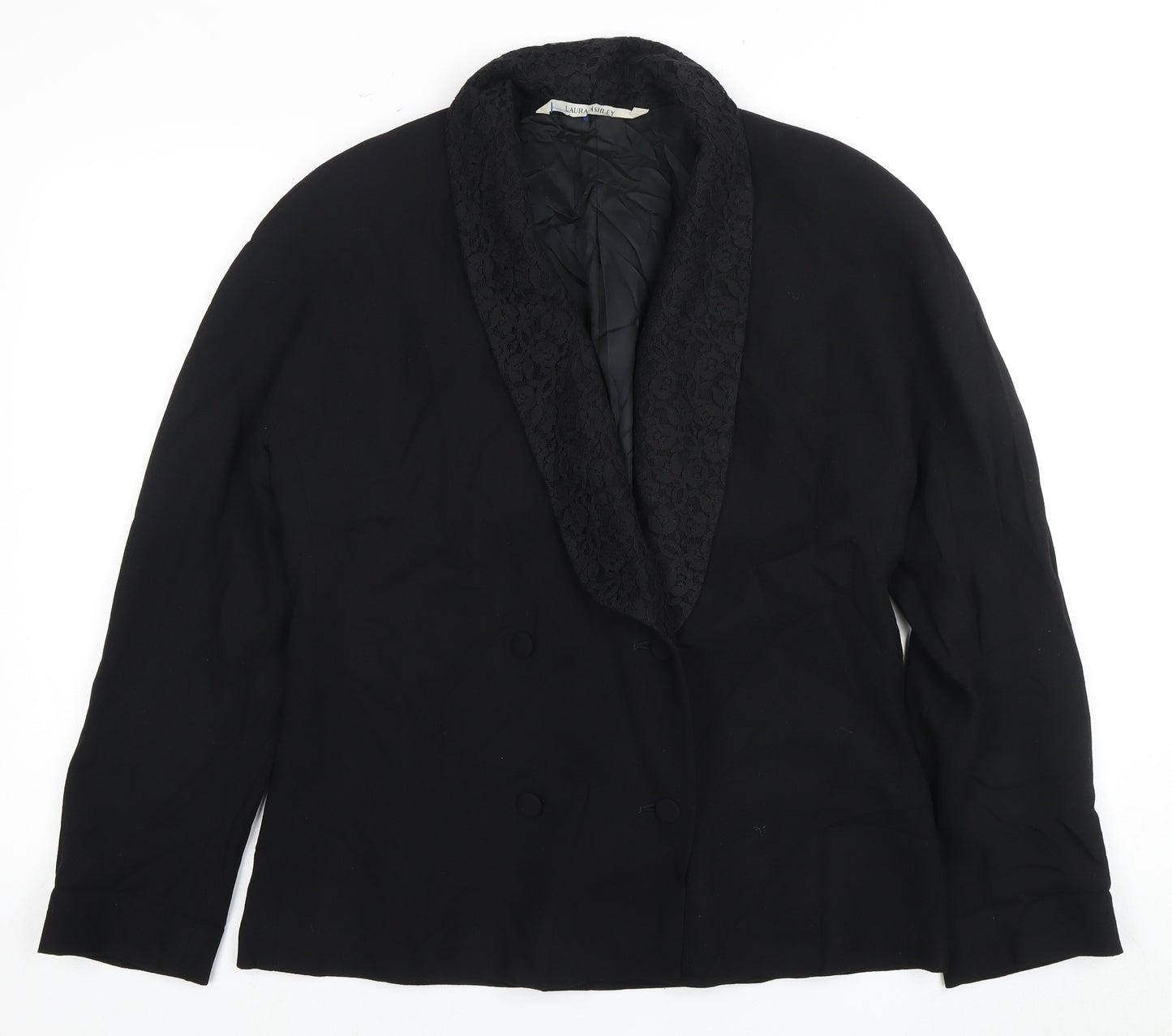 Laura Ashley Women's Black Wool Tuxedo Blazer Size 14